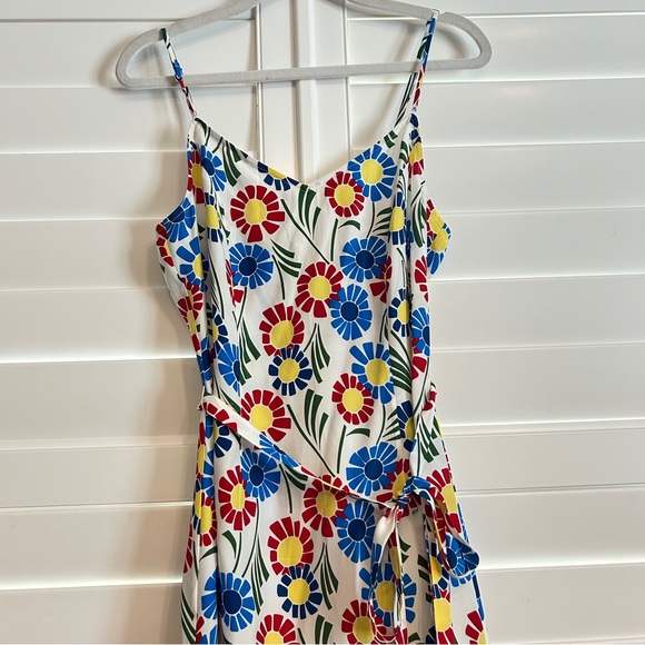 HVN Floral Day Dress Spaghetti Strap Midi White Red Multi Size 4 - Picture 3 of 6